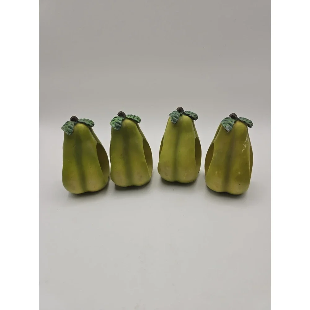 Vintage Ceramic PEAR Napkin Rings (Set Of 4) Antique Pear-shaped Napkin Holders